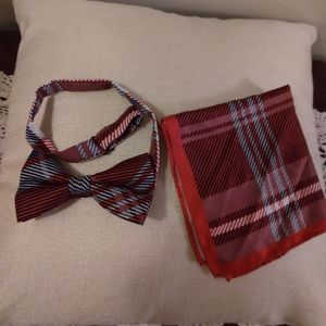 🔴3/$10🔴EUC men's matching red/white/blue, plaid bowtie & matching kerchief